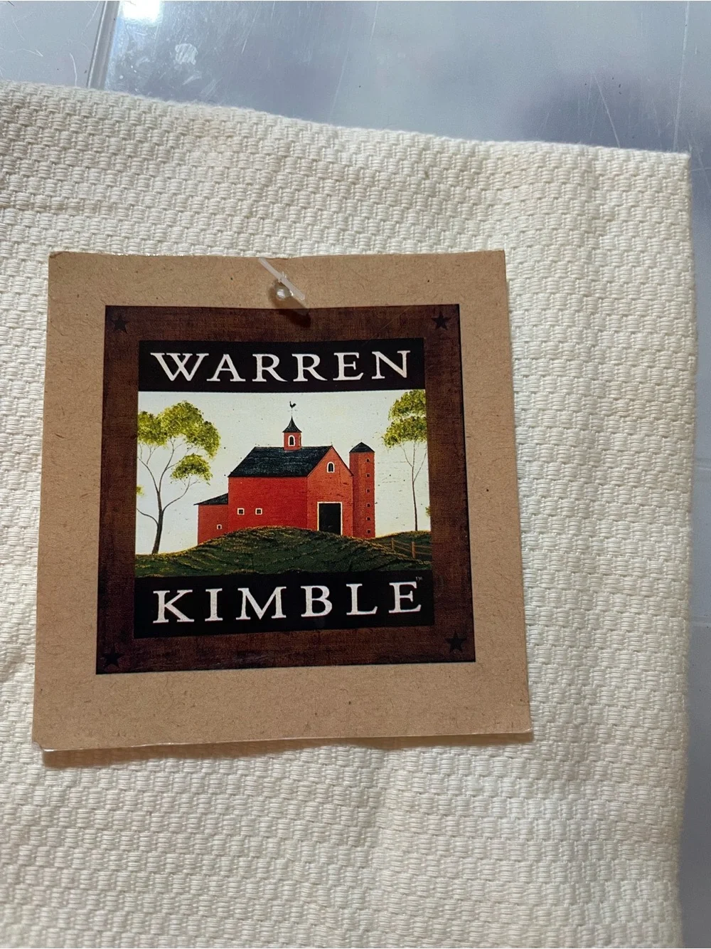 Warren Kimble Ritz patriotic dish towels 2 cotton white cream red blue USA flag